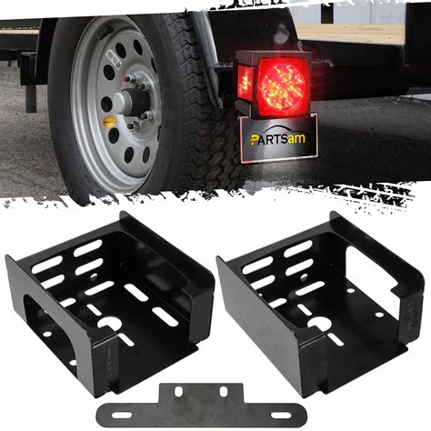 trailer metal tail light guard bracket steel square|Set of Steel Trailer Square Tail Light Mounting Boxes.